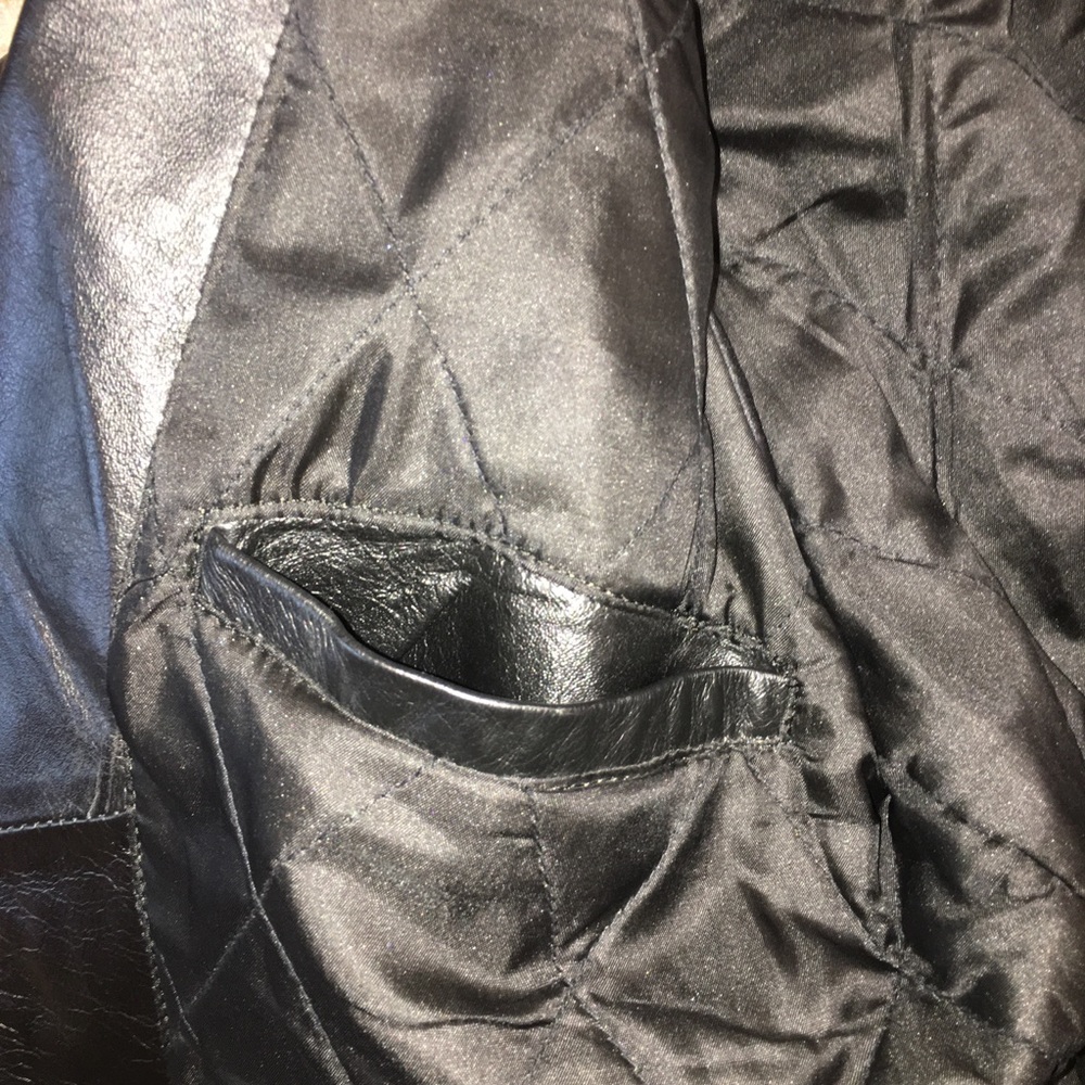 VINTAGE Genuine Leather Motorcycle Jacket Black Echtes Leder Womens Medium - Picture 7 of 16